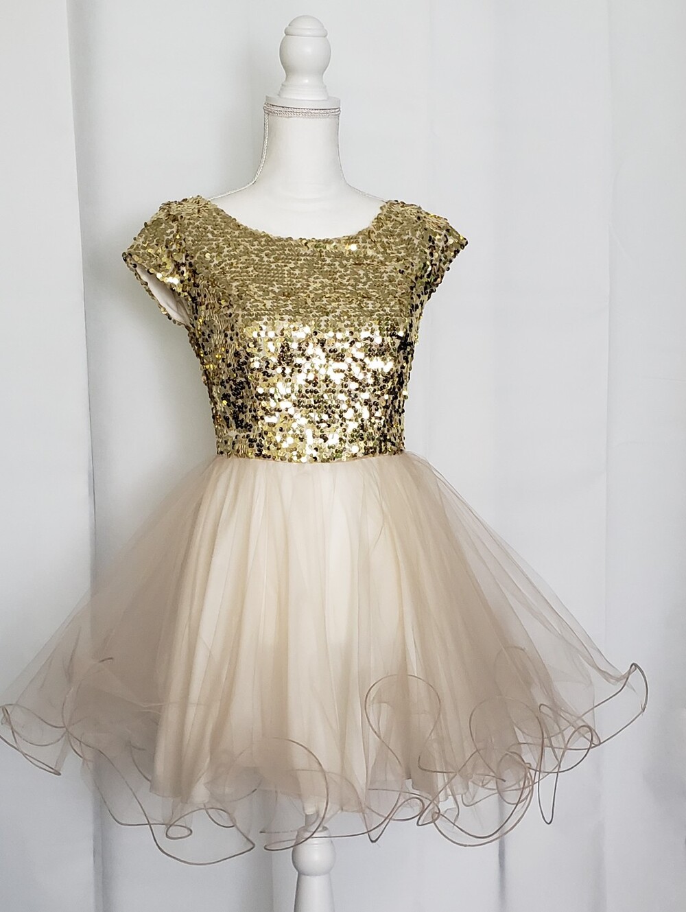 Delia's - Gold Sequin & Cream Tulle Girls Party Dress